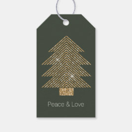 Pine Green Gold Glitzy Glitzer Weihnachtsbaum Geschenkanhänger