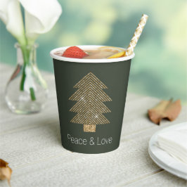 Pine Green Gold Glitzy Glitzer Weihnachtsbaum Pappbecher
