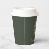 Pine Green Gold Glitzy Glitzer Weihnachtsbaum Pappbecher (Rechts)