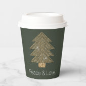Pine Green Gold Glitzy Glitzer Weihnachtsbaum Pappbecher (Vorderseite)