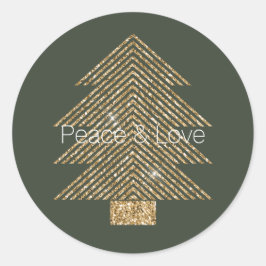 Pine Green Gold Glitzy Glitzer Weihnachtsbaum Runder Aufkleber