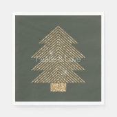 Pine Green Gold Glitzy Glitzer Weihnachtsbaum      Serviette (Vorderseite)
