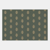 Pine Green Gold Glitzy Glitzer Weihnachtsbäume Geschenkpapier Set (Vorderseite)