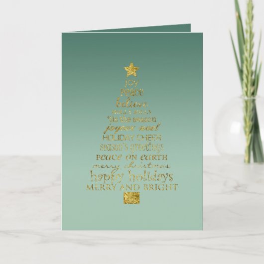 Pine Green Gold Inspirational Christmas Tree   Karte (Vorderseite)