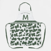 Pine Green Individuelle Name & Monogram Cow Muster Schürze (Vorderseite)