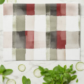 Pine Green Ivory Red Stripes Geschirrtuch (Gefaltet)