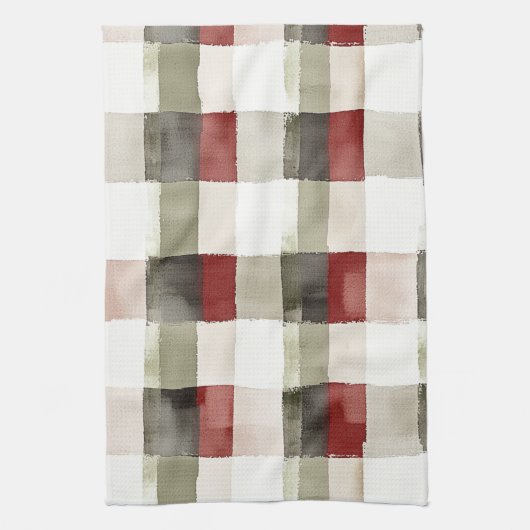 Pine Green Ivory Red Stripes Geschirrtuch (Vertikal)