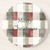 Pine Green Ivory Red Stripes Getränkeuntersetzer (Vorne)