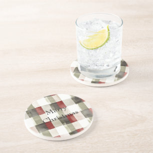 Pine Green Ivory Red Stripes Getränkeuntersetzer