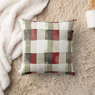 Pine Green Ivory Red Stripes Kissen