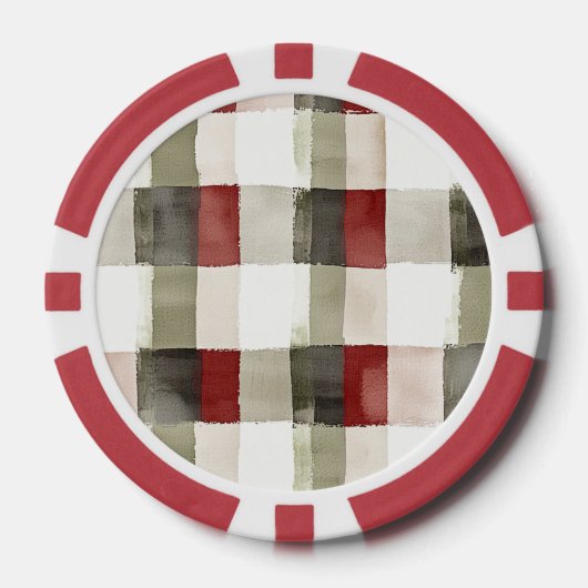Pine Green Ivory Red Stripes Pokerchips (Vorderseite)