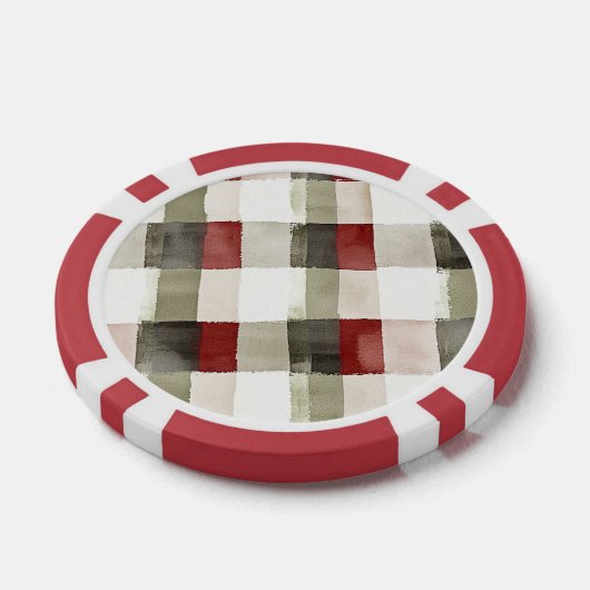 Pine Green Ivory Red Stripes Pokerchips (Einzeln)