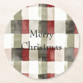 Pine Green Ivory Red Stripes Runder Pappuntersetzer (Vorderseite)