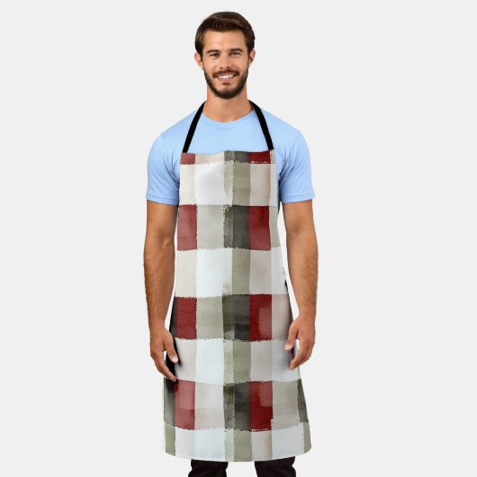 Pine Green Ivory Red Stripes Schürze (Getragen)