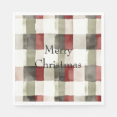 Pine Green Ivory Red Stripes Serviette (Vorderseite)