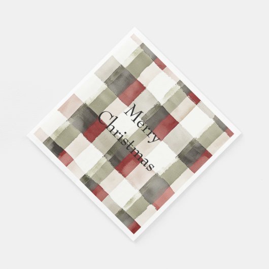 Pine Green Ivory Red Stripes Serviette (Ecke)