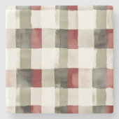 Pine Green Ivory Red Stripes Steinuntersetzer (Vorderseite)