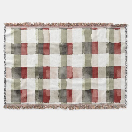 Pine Green Ivory Red Stripes Weihnachten Decke (Vorderseite)