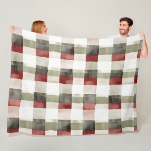 Pine Green Ivory Red Stripes Weihnachten Fleecedecke