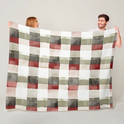 Pine Green Ivory Red Stripes Weihnachten Fleecedecke (Beispiel)