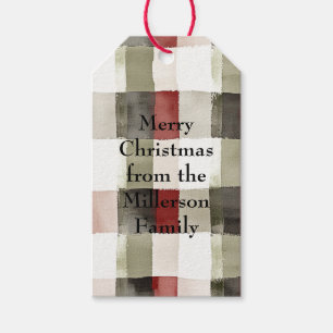 Pine Green Ivory Red Stripes Weihnachten Geschenkanhänger