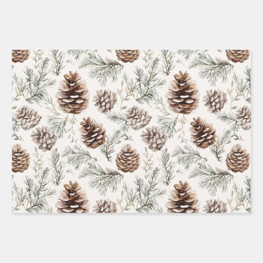 Pine Green Ivory Red Stripes Weihnachten Geschenkpapier Set (Vorderseite 2)