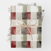 Pine Green Ivory Red Stripes Weihnachten Geschenkpapier Set (Beispiel)