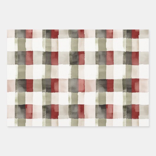 Pine Green Ivory Red Stripes Weihnachten Geschenkpapier Set (Vorderseite)