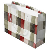 Pine Green Ivory Red Stripes Weihnachten Große Geschenktüte (Rückseite Schrägansicht)