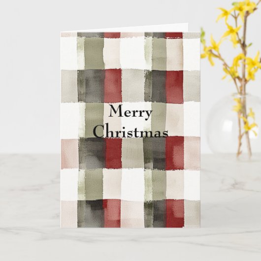 Pine Green Ivory Red Stripes Weihnachten Karte (Gelbe Blume)