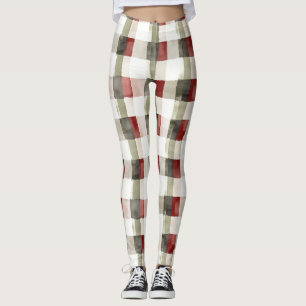 Pine Green Ivory Red Stripes Weihnachten Leggings