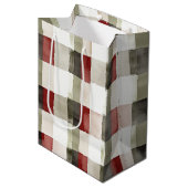 Pine Green Ivory Red Stripes Weihnachten Mittlere Geschenktüte (Vorderseite Schrägansicht)