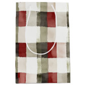 Pine Green Ivory Red Stripes Weihnachten Mittlere Geschenktüte (Vorderseite)