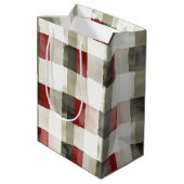 Pine Green Ivory Red Stripes Weihnachten Mittlere Geschenktüte (Rückseite Schrägansicht)
