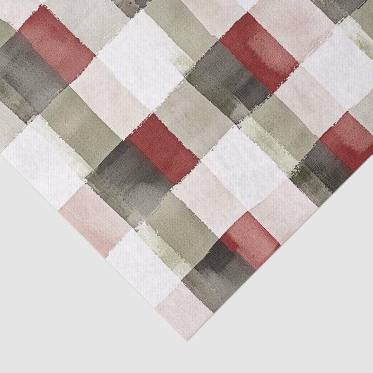 Pine Green Ivory Red Stripes Weihnachten Seidenpapier (Ausschnitt)