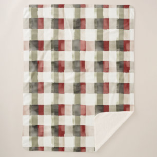 Pine Green Ivory Red Stripes Weihnachten Sherpadecke