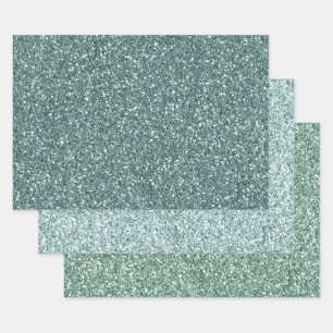 Pine Green Mint Glitzer    Geschenkpapier Set