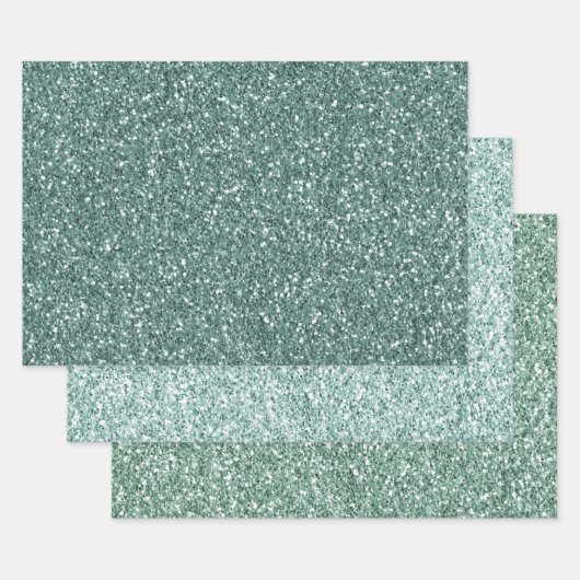 Pine Green Mint Glitzer Geschenkpapier Set (Set)