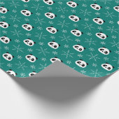Pine Green - Niedliche Pandas mit Schneeflocken Geschenkpapier (Ecke)
