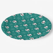 Pine Green - Niedliche Pandas mit Schneeflocken Pappteller (Schrägansicht)