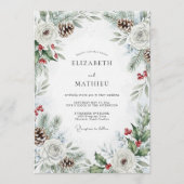 Pine Green Pinecone Winter Wedding Einladung (Vorderseite)
