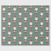 Pine Green Red MerChristmas Santa Geschenkpapier (Flach)