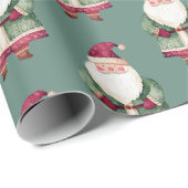 Pine Green Red MerChristmas Santa Geschenkpapier (Rolleneckpunkt)