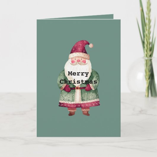 Pine Green Red MerChristmas Santa Karte (Vorderseite)