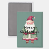 Pine Green Red MerChristmas Santa Magnet (Vorderseite/Rückseite)