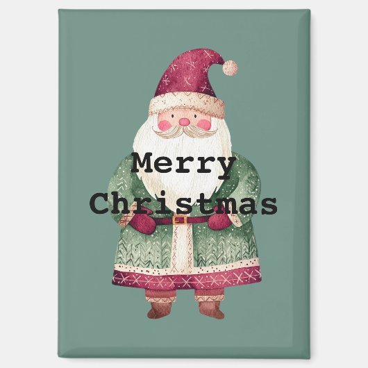 Pine Green Red MerChristmas Santa Magnet (Vorderseite)