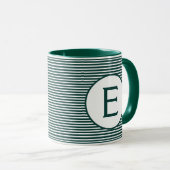 Pine Green Stripe Monogramm Tasse (VorderseiteRechts)