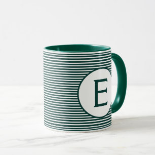 Pine Green Stripe Monogramm Tasse