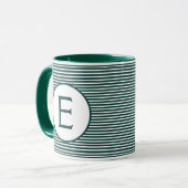 Pine Green Stripe Monogramm Tasse (Vorderseite Links)