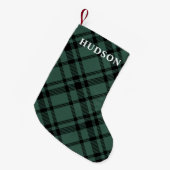 Pine Green Tartan Karierter Personalisierter Name Kleiner Weihnachtsstrumpf (Vorderansicht (hängend))